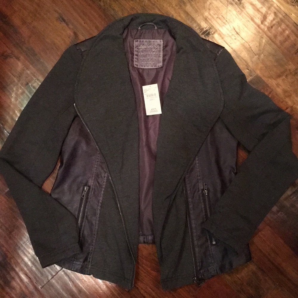 Grey pleather fashion jacket NWT!